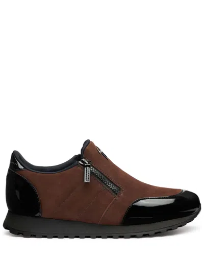 Giuseppe Zanotti Idle Run Suede Zip-up Loafers In Brown
