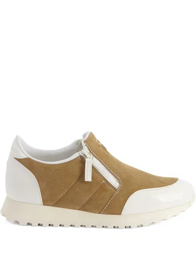 Giuseppe Zanotti Ilde Zip-detail Suede Sneakers In Brown