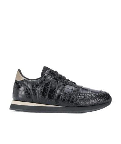 Giuseppe Zanotti Imitation Crocodile Leather Casual Sneakers In Black
