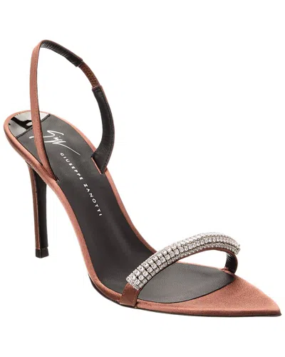 Giuseppe Zanotti Intrigo 90 Satin Slingback Sandal In Brown