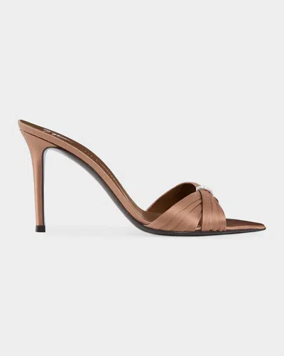 Giuseppe Zanotti Intrigo 90mm Silk Stiletto Mules In Chocolate