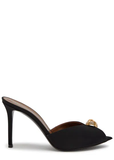 Giuseppe Zanotti Intriigo Cocktail 90 Embellished Faille Mules In Black