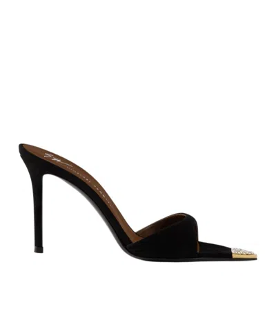 Giuseppe Zanotti Intriigo Crystal-embellished Pointed-toe Sandals In Black