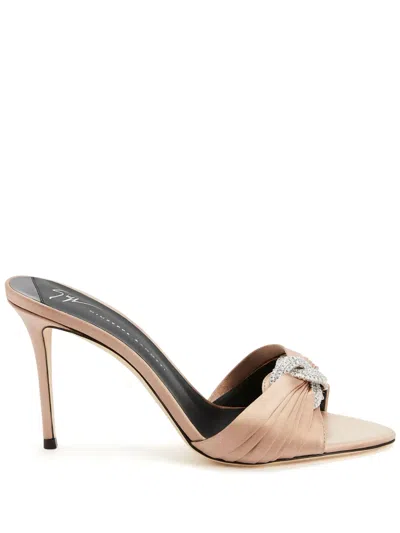 Giuseppe Zanotti Intriigo Embellished-knot Sandals In Neutrals