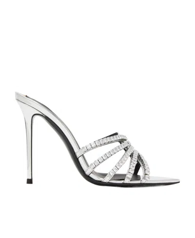 Giuseppe Zanotti Silver Intriigo Heeled Sandals In White