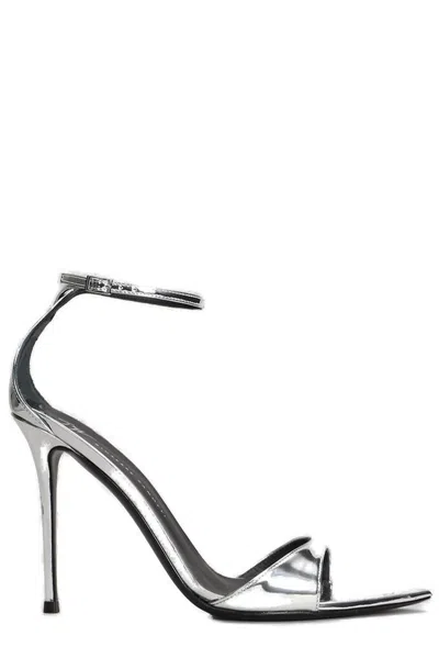 Giuseppe Zanotti Intriigo Strap 105 Sandals In Silver Leather