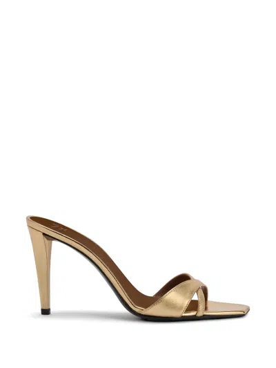 Giuseppe Zanotti Intriigo Square Toe Heeled Sandals In Gold