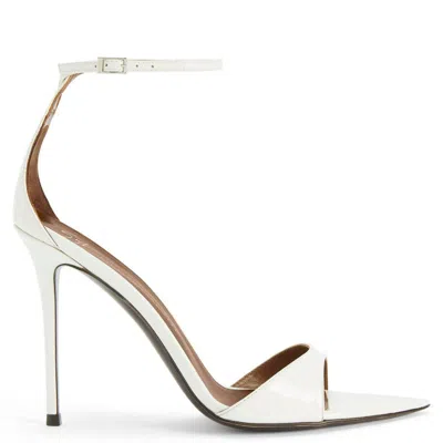Giuseppe Zanotti Intriigo Leather Heel Sandals In White