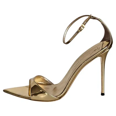 Pre-owned Giuseppe Zanotti Intriigo Strap 105 Gold Eu40 High Heels Pointed Sandal In Brown