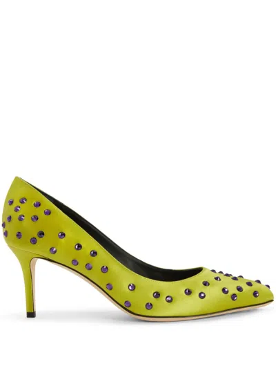 Giuseppe Zanotti Jakye Precious 70mm Satin Pumps In 绿色