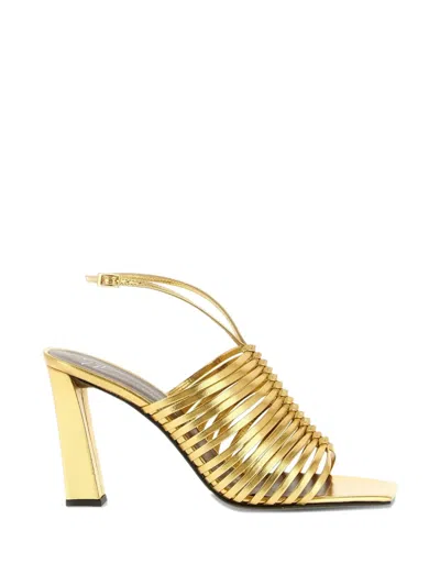 Giuseppe Zanotti Savoia Sandals Ankle Strap Open Square Toe In Gold