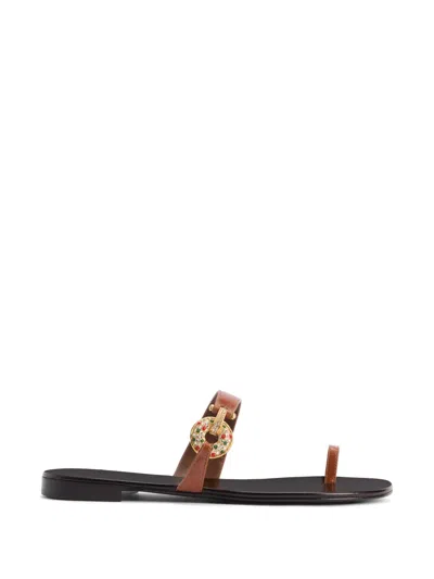 Giuseppe Zanotti Jaylen Jewel Flat Sandals In Brown