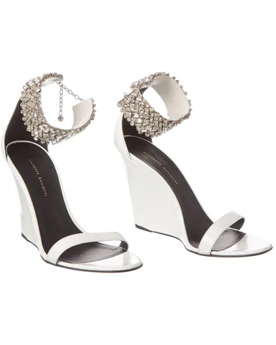 Pre-owned Giuseppe Zanotti Jetaime 105 Patent Wedge Sandal (authentic ) In Black