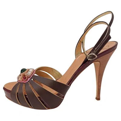 Pre-owned Giuseppe Zanotti Jewel Sandal Size 38 In Brown