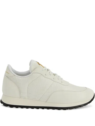 Giuseppe Zanotti Jimi Crocodile-effect Leather Sneakers In White