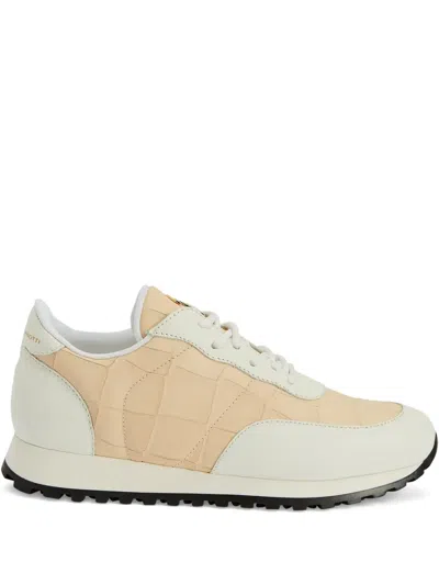 Giuseppe Zanotti Jimi Crocodile-effect Leather Sneakers In Neutral