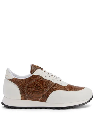 Giuseppe Zanotti Jimi Running Panelled Leather Sneakers In Brown