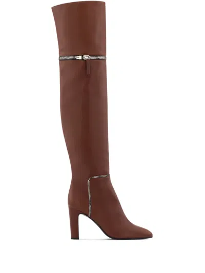 Giuseppe Zanotti Joana 90mm Zip-embellished Boots In Brown