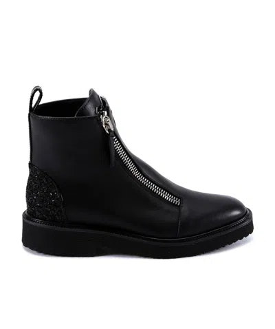 Giuseppe Zanotti Kat Glitter Panel Boots In Black