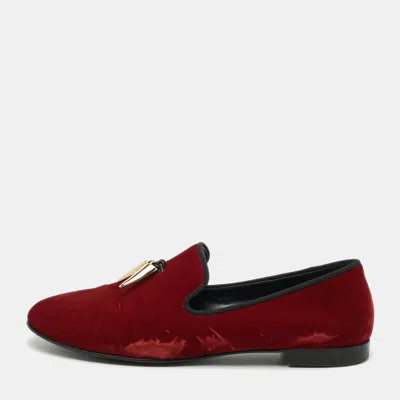 Pre-owned Giuseppe Zanotti Kevin Size 44 Red Velvet Smoking Slippers