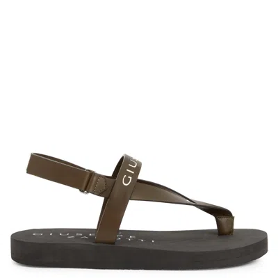 Giuseppe Zanotti Khais Logo-print Leather Sandals In Black