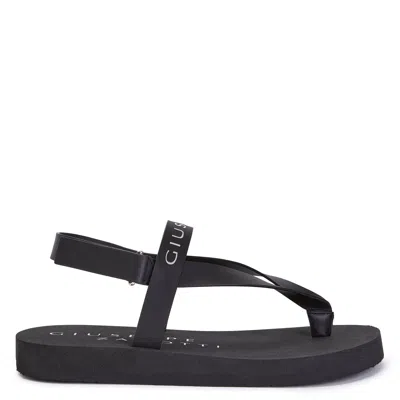 Giuseppe Zanotti Logo-print Thong-strap Sandals In Black