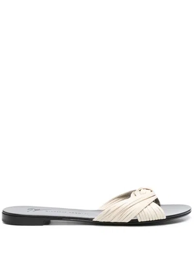 Giuseppe Zanotti Knot-detail Slides In Neutral