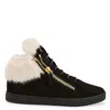 Giuseppe Zanotti Kriss Fur-trimmed Zip-detail Sneakers In Black