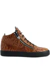 Giuseppe Zanotti Kriss Crocodile-effect Zip-up Trainers