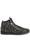 Giuseppe Zanotti Kriss Leopard-print Hi-top Sneakers In Schwarz