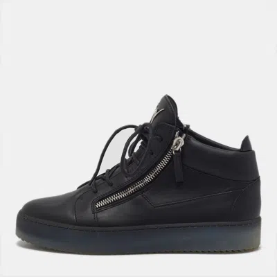 Pre-owned Giuseppe Zanotti Kriss Size 43.5 Black Leather High Top Sneakers