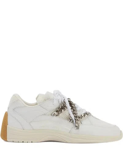 Giuseppe Zanotti Lace Chain Leather Sneakers In White