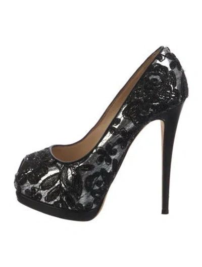 Pre-owned Giuseppe Zanotti Lace Lace Pattern Pumps In Black