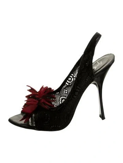 Pre-owned Giuseppe Zanotti Lace Lace Pattern Slingback Pumps In Black