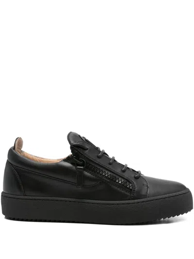 Giuseppe Zanotti Lace-up Leather Sneakers In Black