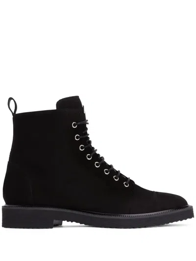 Giuseppe Zanotti Lace-up Suede Ankle Boots In Schwarz