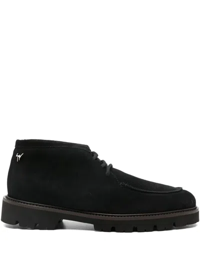 Giuseppe Zanotti Lace-up Suede Desert Boots In Black