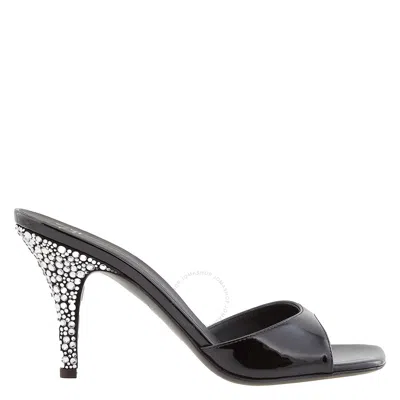 Giuseppe Zanotti Ladies Black Crystal Heel Patent Leather Mules