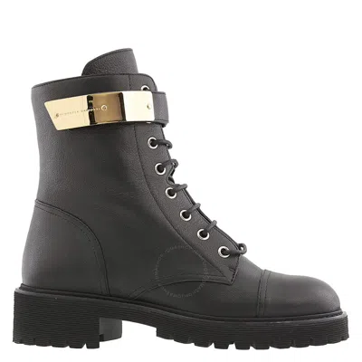 Giuseppe Zanotti Ladies Black Leather Combat Boots