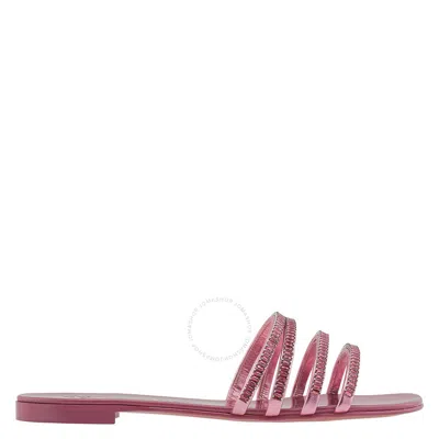 Giuseppe Zanotti Iride Crystal Leather Slides In Pink