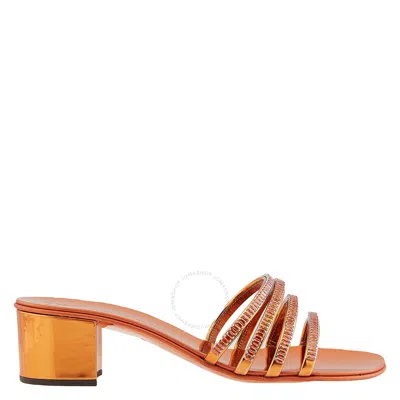 Giuseppe Zanotti Ladies Iride Crystal Strap Sandals In Orange/red