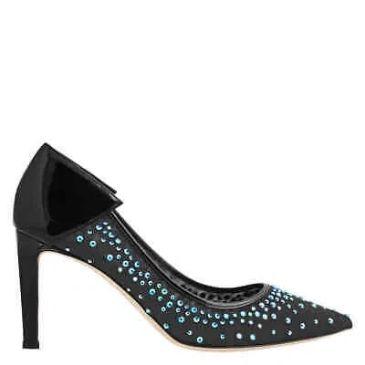 Pre-owned Giuseppe Zanotti Ladies Karla 85 Crystal Embellished Mesh Pumps In Black