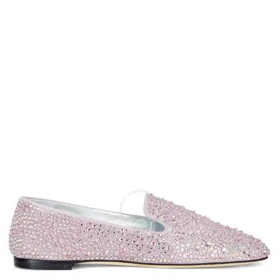 Giuseppe Zanotti Ladies Lumineux Crystal-embellished Loafers In Pink