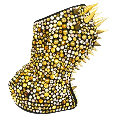 Pre-owned Giuseppe Zanotti Lady Gaga Swarovski Crystal Spike Wedges Heels In Brown