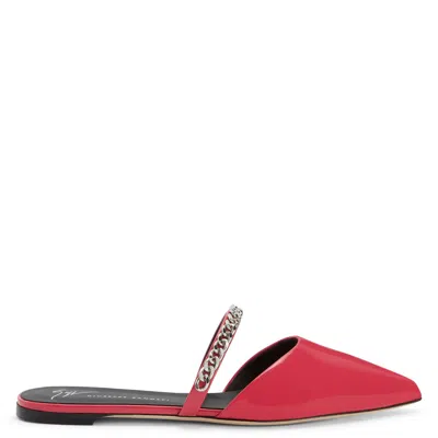 Giuseppe Zanotti Laurette Chain-detail Flat Mules In Red