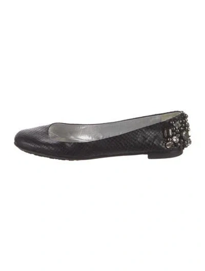 Pre-owned Giuseppe Zanotti Leather Animal Print Ballet Flats In Black