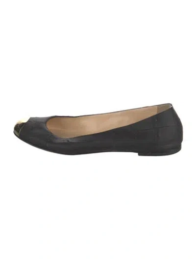 Pre-owned Giuseppe Zanotti Leather Animal Print Ballet Flats In Black