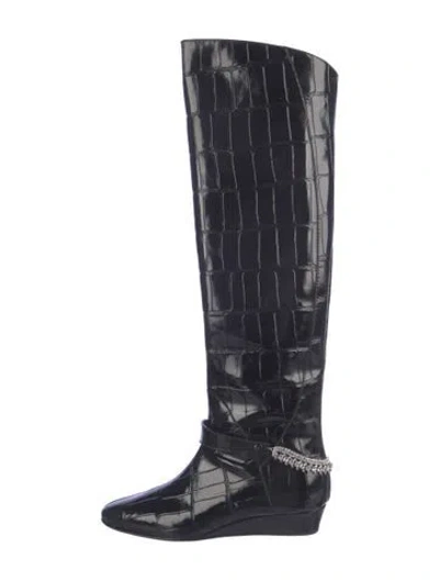 Pre-owned Giuseppe Zanotti Leather Animal Print Boots In Black