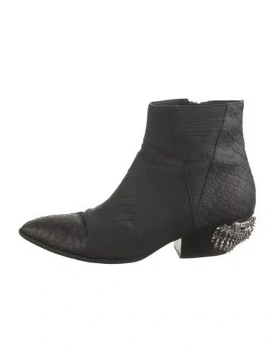 Pre-owned Giuseppe Zanotti Leather Animal Print Boots In Black