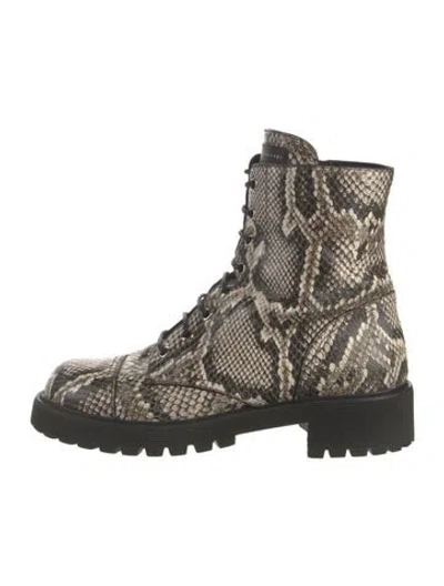 Pre-owned Giuseppe Zanotti Leather Animal Print Combat Boots In Brown